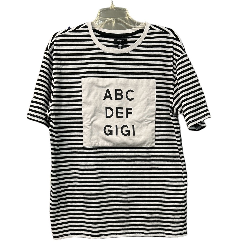 Forever 21 Black and White Striped Unisex T-shirt